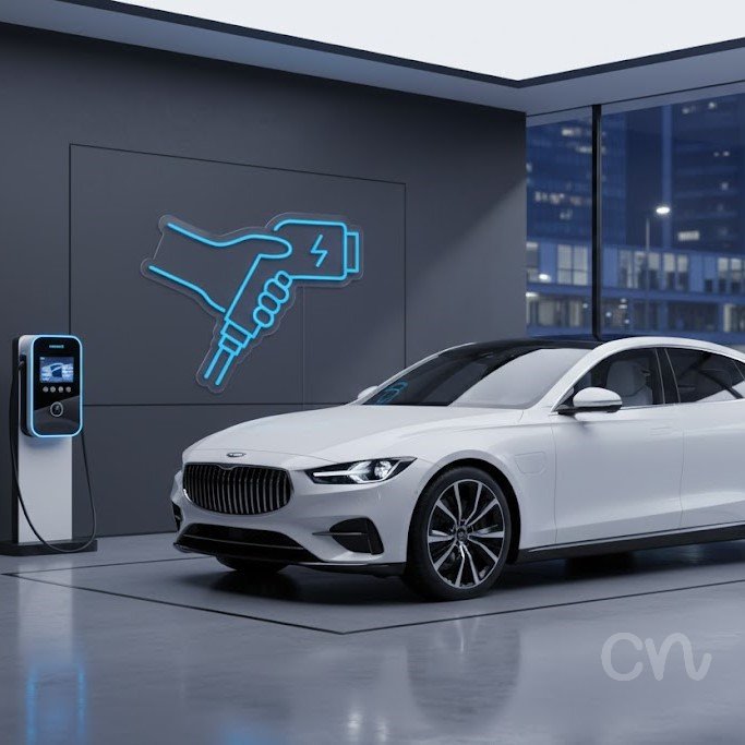 Custom Neon | Electric Charger Neon Sign | 18x24 | Ice Blue Handcrafted Neon Sign