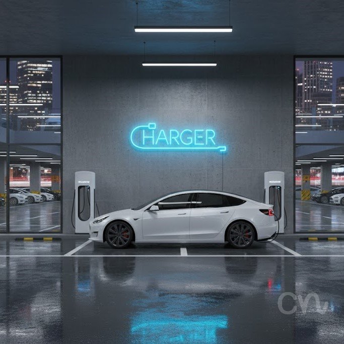 Custom Neon | Charger Neon Sign | 7x24 | Ice Blue Neon Sign for Modern Decor 2