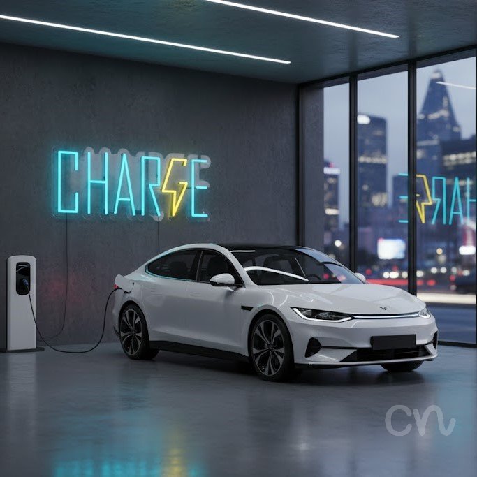 Custom Neon | Charge Neon Sign | 10x24 | Ice Blue and Neon Yellow Bright Colors