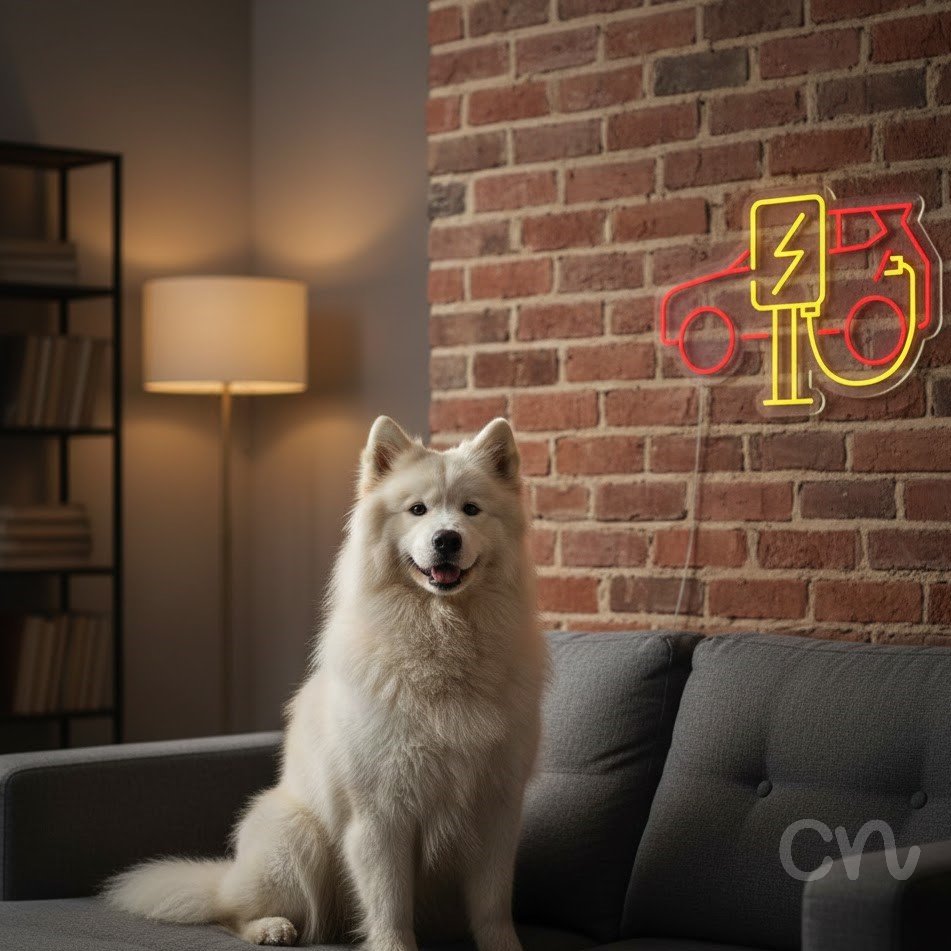 Custom Neon | Car Charging Station Neon Sign | 17x24 | Red and Yellow 2