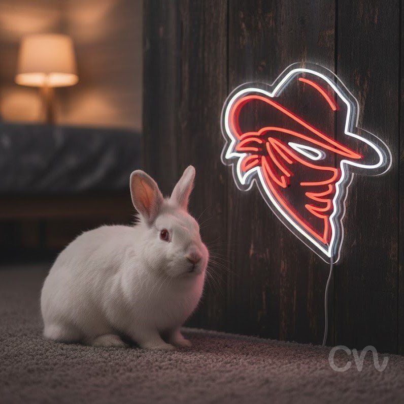 Custom Neon | Bandit Face Neon Sign | 23x21 | Red Color Neon Sign for Bars and Decor