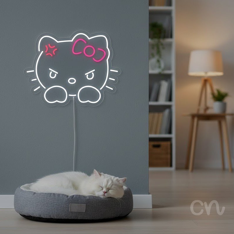 Custom Neon | Cat Face Neon Sign | 19x24 | Red Purple Neon Sign for Home Decor 2