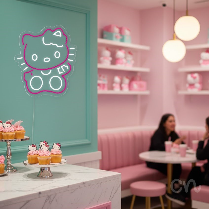 Custom Neon | Cat Face Neon Sign | 23x20 Inches | Pink Neon Sign for Home Decor 2