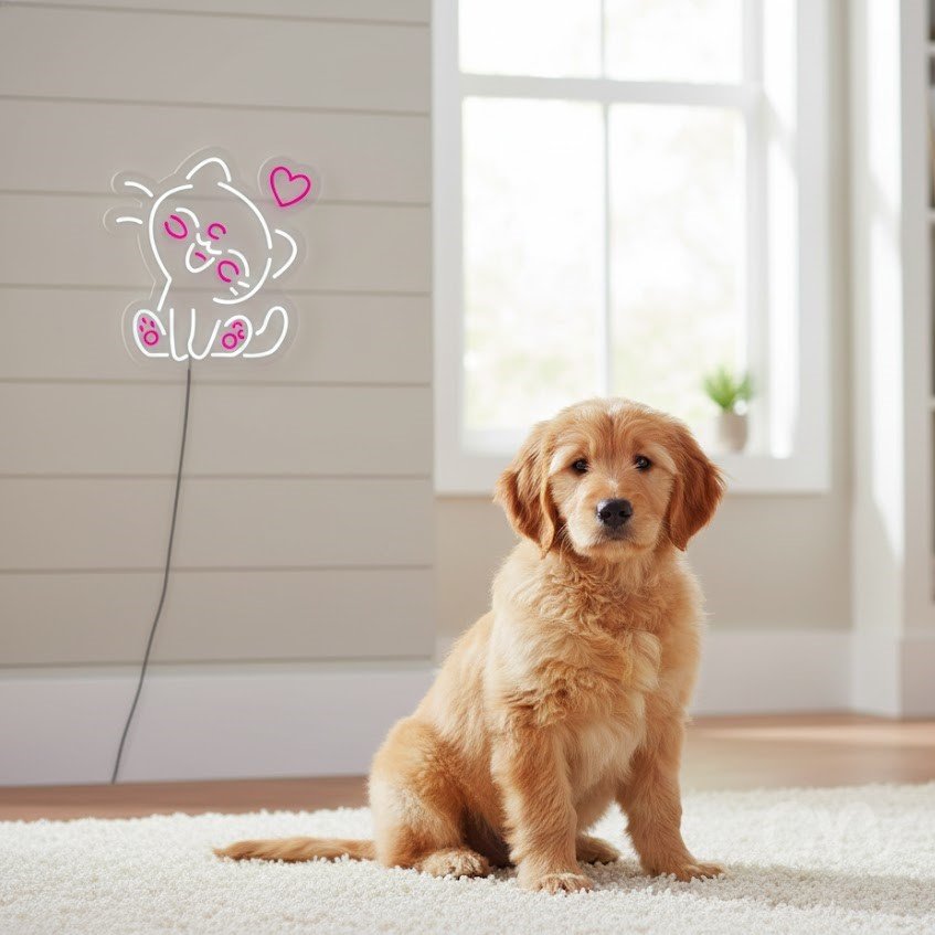 Custom Neon | Cat with Heart Neon Sign | 22x21 Inches | Pink Color for Cute Wall Decor 2