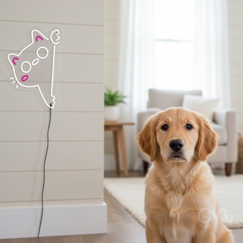 Custom Neon | Cat Face Neon Sign | 22x15 | Pink White Neon Sign for Home Decor 2