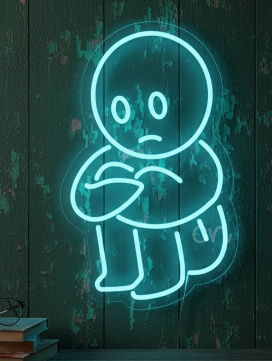 Custom Neon | Sad Neon Sign Blue LED Flex Board | 21x13