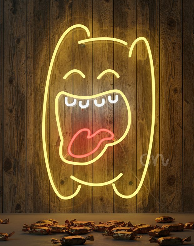 Custom Neon | Cartoon Character Neon Sign with Fun Expression | 22x15 | Multicolor