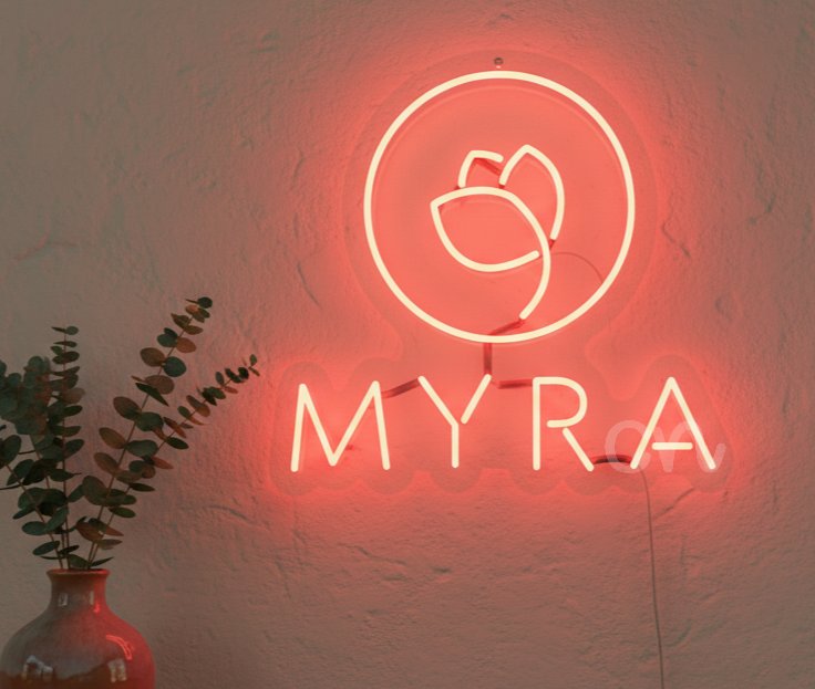 Custom Neon | MYRA Logo Neon Sign | 20x21 | Red