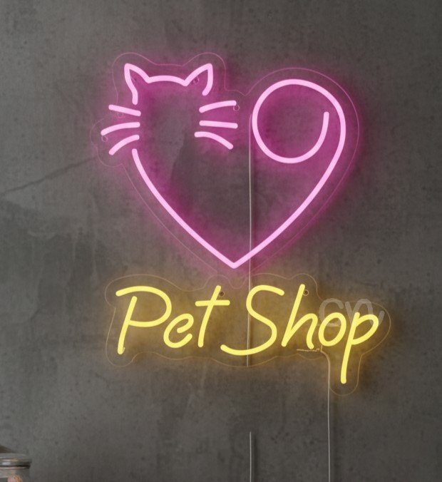 Custom Neon | Pet Shop LED Neon Sign | Pink | 23x20