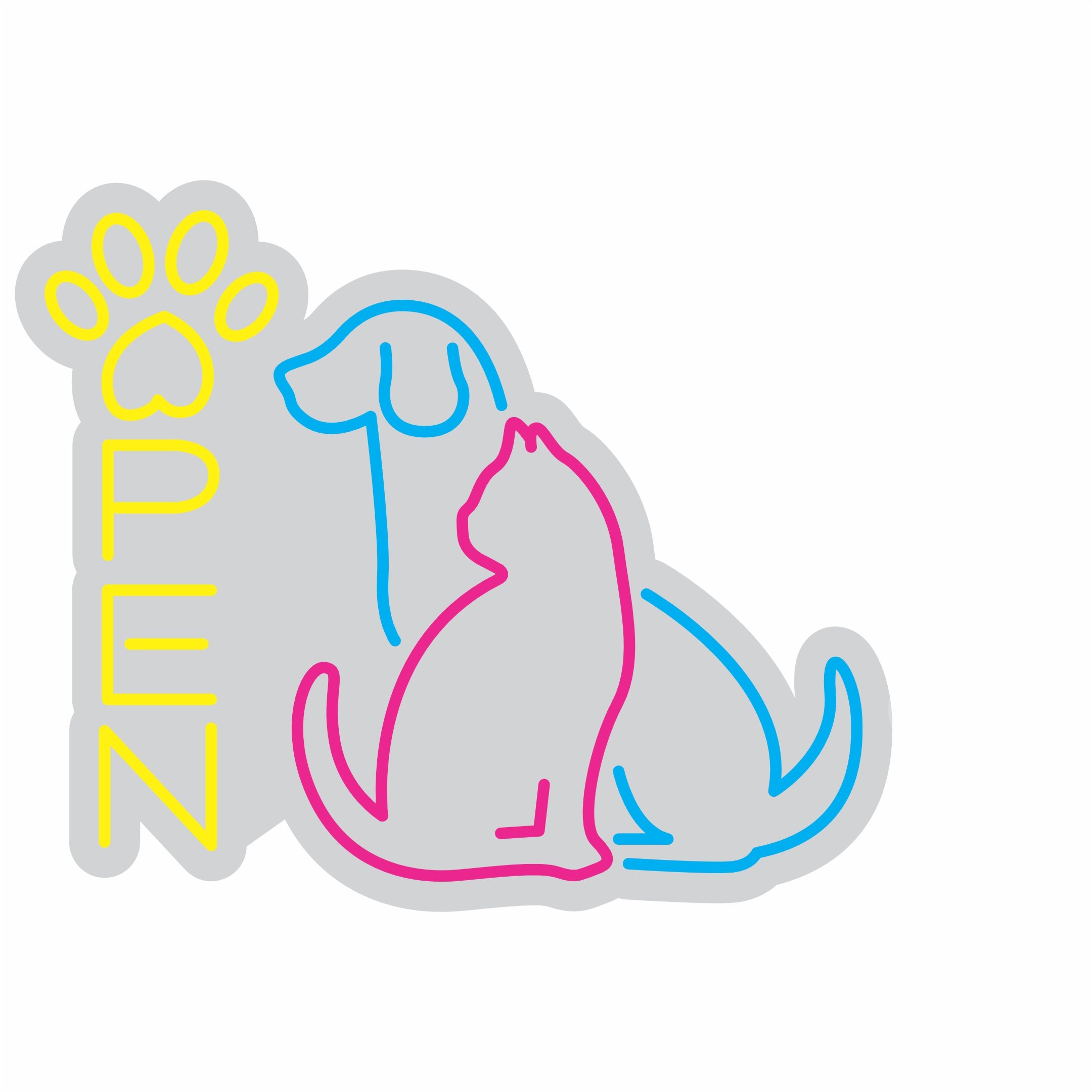 Custom Neon | Dog and Cat Open Neon Sign | 20x24 3