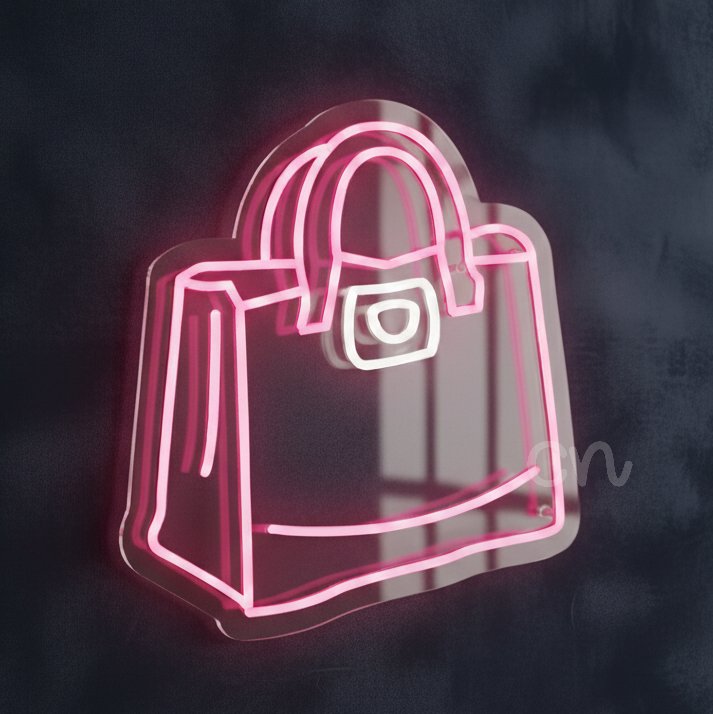 Custom Neon | Handbag with Buckle Neon Sign | 18x16 | Pink and White