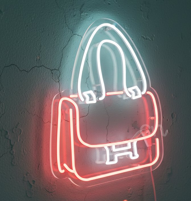 Custom Neon | Bag Shape Neon Sign with H Initial | 23*16 | Red and White