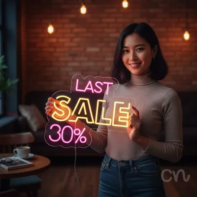 Custom Neon | Last Sale 30% Neon Sign | 20x17 | Hot Pink and Yellow