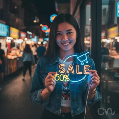 Custom Neon | Sale 50% Neon Sign | 20x22 Inches | Orange Yellow Blue Neon Sign