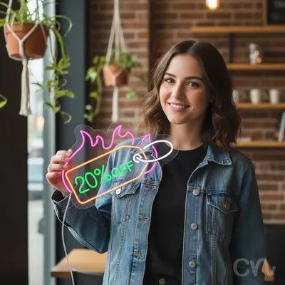 Custom Neon | 20% Off Neon Sign | 18x23 | Red, Orange, Green, White