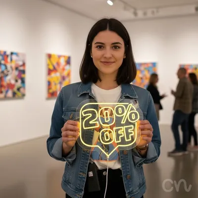 Custom Neon | 20% Off Neon Sign | 22x24 | Yellow Color for Home and Business Decor