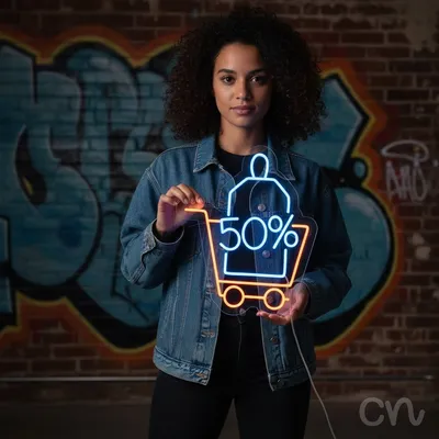 Custom Neon | 50% Neon Sign | 22x18 | Blue and Orange Neon Sign for Home Decor