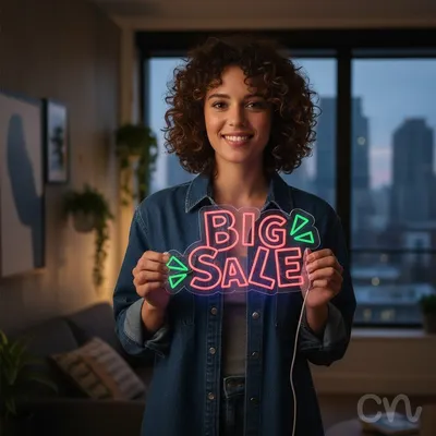 Custom Neon | Big Sale Neon Sign | 14x24 | Red and Green Neon Sign for Promotions