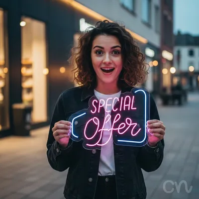 Custom Neon | Special Offer Neon Sign | 22x28 Inches | Hot Pink and Blue Neon Sign