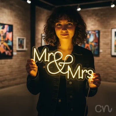 Custom Neon | Mr & Mrs Neon Sign | 16x30 | Yellow Bright Color for Wedding Decor