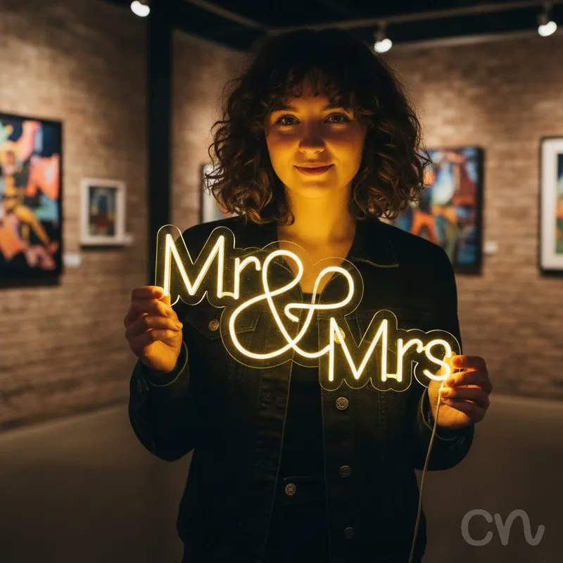 Custom Neon | Mr & Mrs Neon Sign | 16x30 | Yellow Bright Color for Wedding Decor