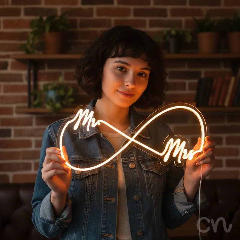 Custom Neon | Mr & Mrs Neon Sign | 14x30 | Warm Yellow Bright Romantic Decor