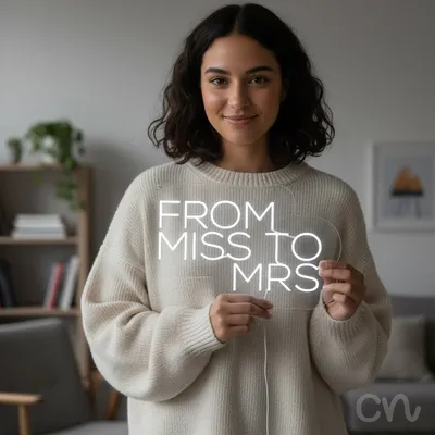 Custom Neon | From Miss to Mrs Neon Sign | 14x23 | Warm White