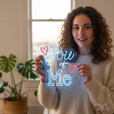Custom Neon | You Me Neon Sign | 27x23 | Blue and Pink Neon Sign for Romantic Decor