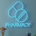Custom Neon | Pharmacy LED Neon Sign with Pill Icon | Bright Blue | 20x20 2