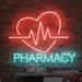 Custom Pharmacy Neon Sign | Heartbeat & Heart LED Wall Light | Red & Blue Neon Pharmacy Sign for Medical Clinics, Drugstores, Wellness Centers & Healthcare Decor | Durable LED Wall Art 17x22 2