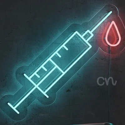 Custom Neon | Syringe with Drop Neon Sign | Blue & Red | 24x22