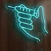 Custom Neon | Hand Holding Syringe Neon Sign| 18x20 | Blue 1