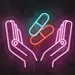 Custom Neon | Hands Holding Capsules Neon Sign | 18x22 | Multicolor 2
