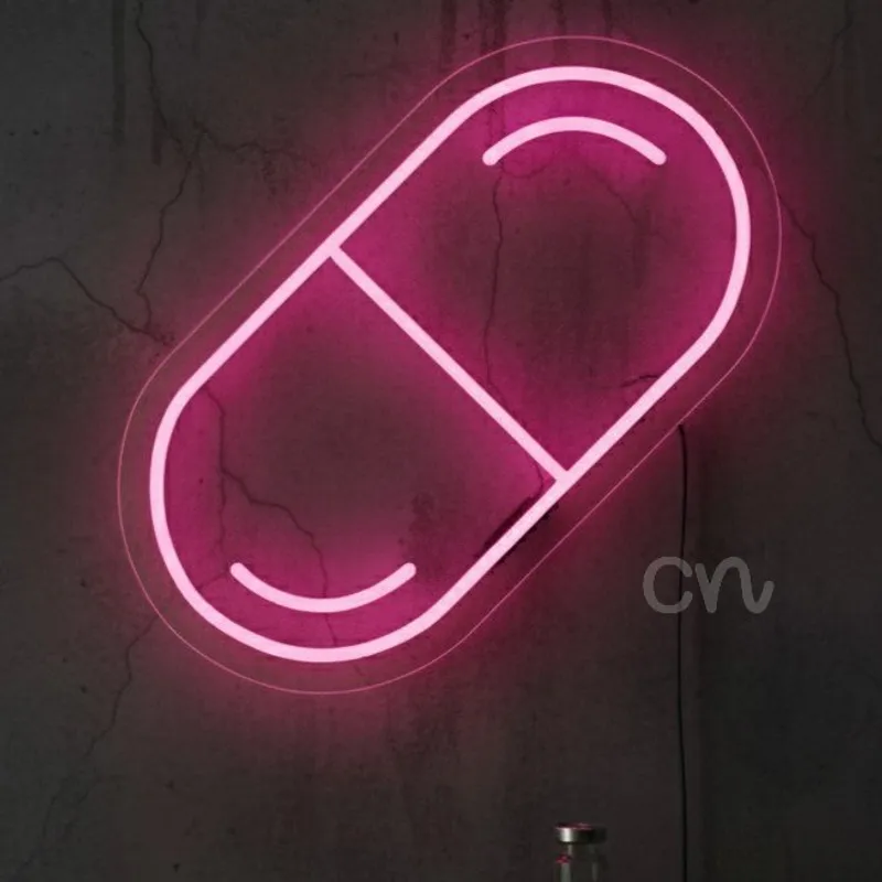 Custom Neon | Pill Neon Sign | 15x15 | Pink