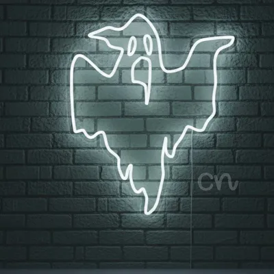 Custom Neon | Ghost Shape Neon Sign | 24x20 | Gray