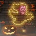 23x25 Neon Ghost Sign – Yellow & Red LED Spooky Wall Light for Halloween, Haunted Houses & Party Decor – Creepy Yet Playful Ghost with Glowing Eyes & Smile for Gothic Home or Seasonal Atmosphere 1