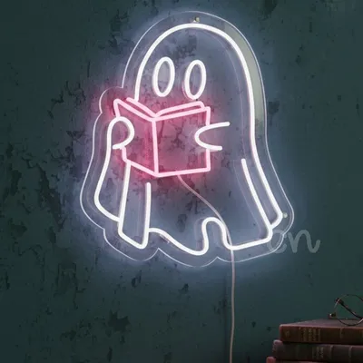 Custom Neon | Singing Ghost Neon Sign | Pink & White | 24x20