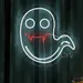 Vampire Ghost Neon Sign – 24x24 Cute Spooky LED Wall Light with Fangs, Halloween Neon Art for Bar, Bedroom, Haunted House, Party Decoration, Creepy Cute Ghost Neon for Horror & Gothic Home Decor 1