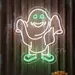 24x22 Green Ghost Neon Sign with Glowing Eyes & Shoes – Fun LED Wall Light for Halloween, Haunted Houses, Kids Rooms, Parties, Bars & Spooky Seasonal Decor – Energy Efficient Creepy Cute Neon 1