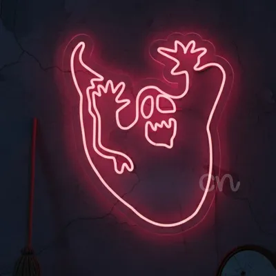 Custom Neon | Scary Ghost Neon Sign | Red | 27x23