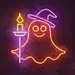 Custom Neon | Cute Ghost with Candle Neon Sign | 23x23 2