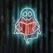 Custom Neon | Blue Ghost Reading Book Neon Sign | 24x19 2