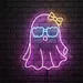 Custom Neon | Cute Ghost Neon Sign with Bow & Sunglasses | Pink, Blue & Yellow | 24x19 1