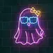 Custom Neon | Cute Ghost Neon Sign with Bow & Sunglasses | Pink, Blue & Yellow | 24x19 2