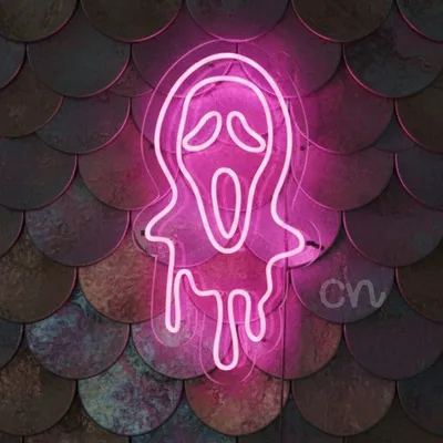 Custom Neon | Dripping Scream Ghost Neon Sign | 24x13 Red