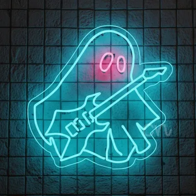 Custom Neon | Ghost Rock Guitar Neon Sign | 24x24 Blue