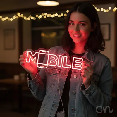 Custom Neon | Mobile Neon Sign | 7x20 Inches | Hot Pink Neon Sign for Home Bar Party