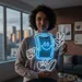 Custom Neon | Smiling Phone Neon Sign | 24x24 | Ice Blue 1