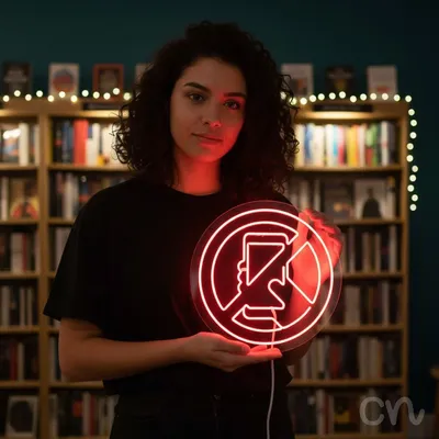 Custom Neon | No Phones Neon Sign | 24x24 | Neon Red for Room Decor, Bars and Lounges