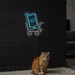 Custom Neon | Shopping Cart with Smiling Phone Neon Sign | 24x21 | Ice Blue 2